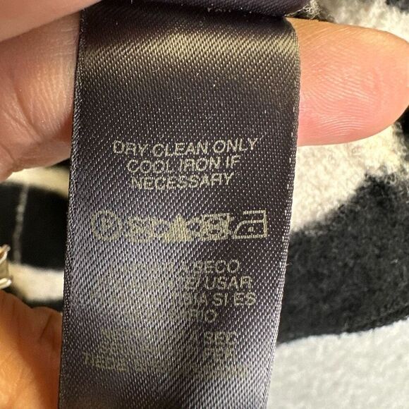 Liz Claiborne Womens Size Large 100% Wool Zip Front Cardigan Black White Stripe - Picture 6 of 9